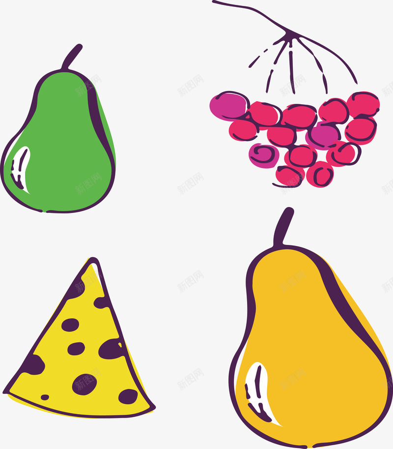 水彩水果切糕png免抠素材_88icon https://88icon.com 切糕 梨 水彩 水彩提子 水果 葡萄