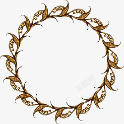 金色圆环欧式花纹花叶素材