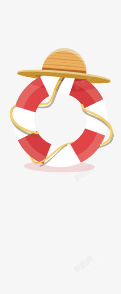 游泳圈红白条纹沙滩帽素材
