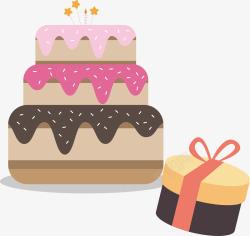 三层蛋糕礼物卡通蛋糕生日矢量图素材