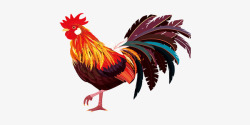 大公鸡彩绘中国风装饰素材