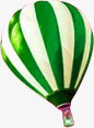 卡通绿色条纹热气球素材