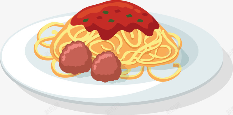 美味肉丸意大利面矢量图ai免抠素材_88icon https://88icon.com 意大利面 意式美食 意面 矢量png 肉丸面条 肉酱面 矢量图