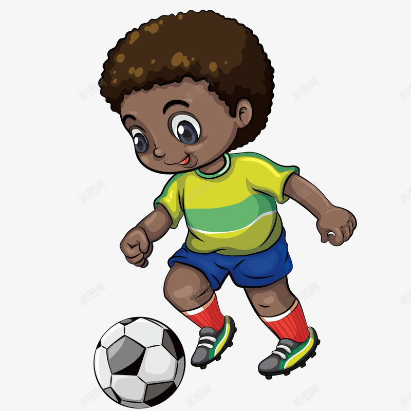 踢足球矢量图ai免抠素材_88icon https://88icon.com 男孩 矢量图 运动 非洲小孩 黑人