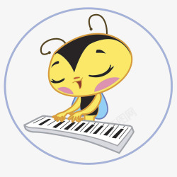 手绘弹钢琴的小蜜蜂素材