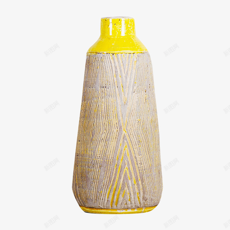 不规则形状花瓶png免抠素材_88icon https://88icon.com 原创花瓶设计 花瓶 设计感条纹 黄色瓶口