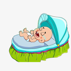 卡通在婴儿床哭闹的宝宝素材