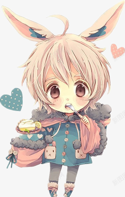 刷牙兔耳朵卡通女孩png免抠素材_88icon https://88icon.com 刷牙 卡通 女孩 耳朵