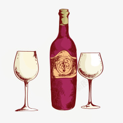 葡萄酒与红酒杯素材