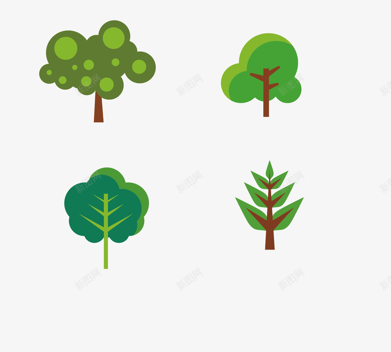树的集合png免抠素材_88icon https://88icon.com 卡通书 各种类型的树 矢量树 矢量树素材 绿色的大树