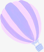 紫色卡通可爱条纹热气球素材