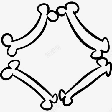 万圣节的菱形或钻石骨骼轮廓图标图标