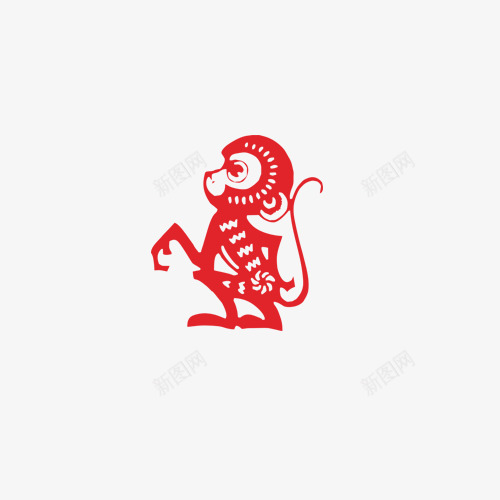 红色剪纸猴子png免抠素材_88icon https://88icon.com 剪纸 猴子 红色 过年