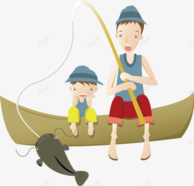 爸爸和兒子一起釣魚png免抠素材_88icon https://88icon.com 大魚 奶爸 小孩 爸爸 船