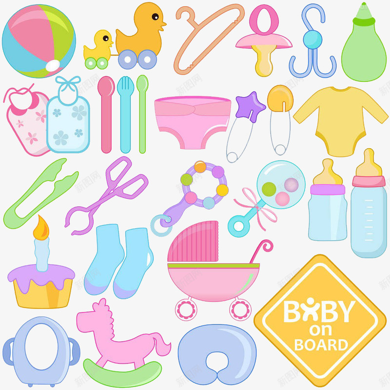 各种婴儿用品png免抠素材_88icon https://88icon.com 婴儿用品 玩具 食物 餐具