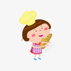 条纹围裙面包师女孩高清图片