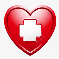 红十字会红色质感心形矢量图素材
