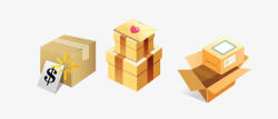 黄色快递包装箱子盒子集合素材