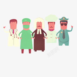 手绘各种职业者素材