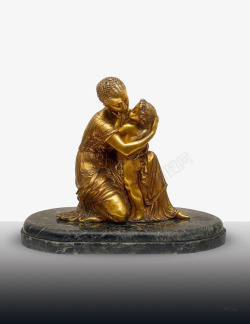 抱着孩子的母亲金色雕塑素材