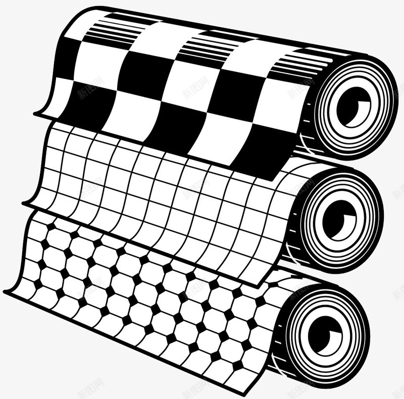 黑白格子餐布png免抠素材_88icon https://88icon.com 卡通 日用品 格子 生活用品 餐布 黑白