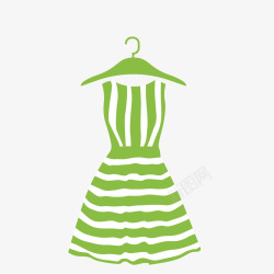 绿色条纹短袖连衣裙素材