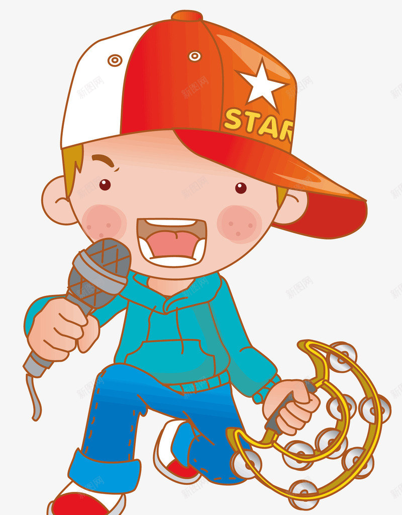 唱歌的小孩矢量图ai免抠素材_88icon https://88icon.com 卡通 唱歌的男孩 戴帽子的男孩 矢量素材 矢量图