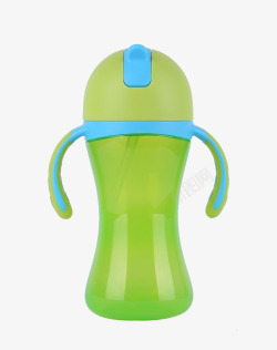 婴儿杯宝宝吸管杯水杯绿色高清图片