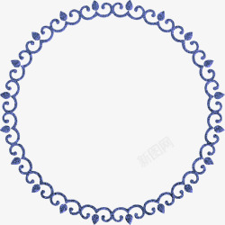 蓝色花纹圆环素材
