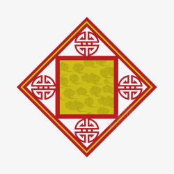 中国风红色菱形边框素材
