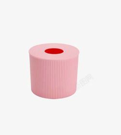 粉色圆柱条纹纸巾盒素材