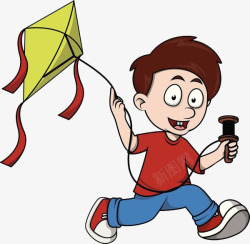 奔跑放风筝的小男孩素材