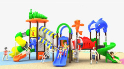 毛毛鱼水上滑梯高清图片