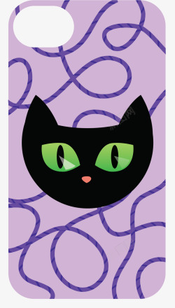 潮流手机壳紫色背景猫咪手机壳矢量图高清图片