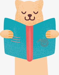 读书的小动物手绘卡通小动物读书元素矢量图高清图片