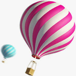 粉色可爱卡通条纹热气球素材