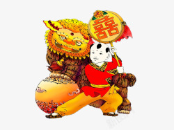 喜庆舞狮子素材