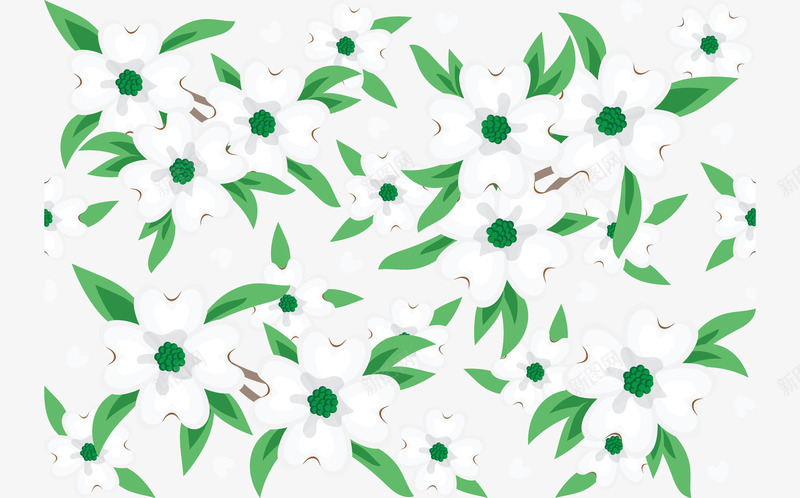 彩绘花朵无缝背景图png免抠素材_88icon https://88icon.com 彩绘 植物 白色 绿色树叶 花朵 花瓣 花蕊
