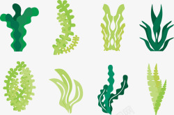 彩绘绿色海草矢量图素材