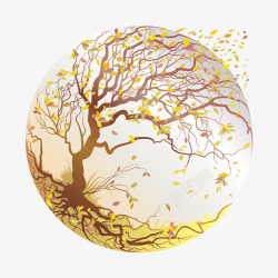 水晶球里的秋季树木素材