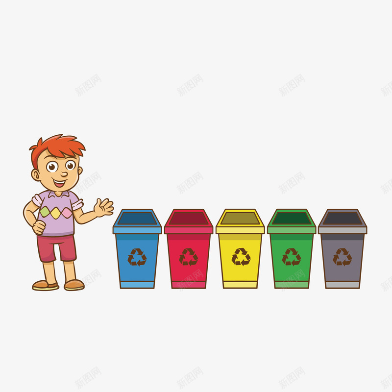 彩色的环保垃圾箱png免抠素材_88icon https://88icon.com png图形 png装饰 卡通 垃圾箱 小孩 环保符号 装饰