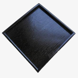 黑色菱形花纹简约立体黑盘子素材