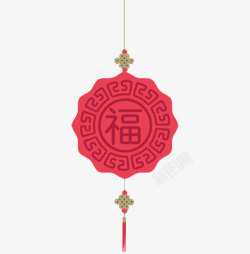 红色中国风福字挂饰素材