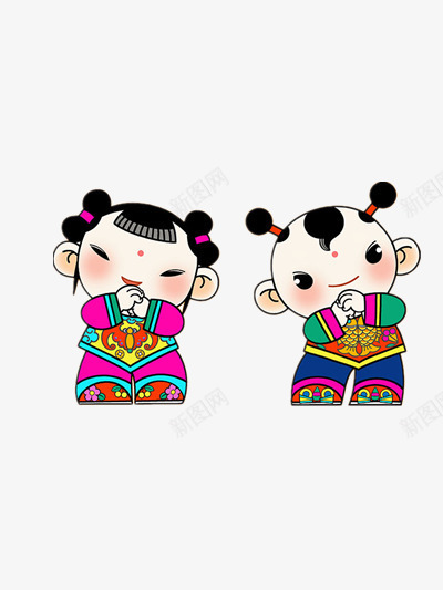 年画中的拜年小孩png免抠素材_88icon https://88icon.com 中国风 小孩子 拜年 过年