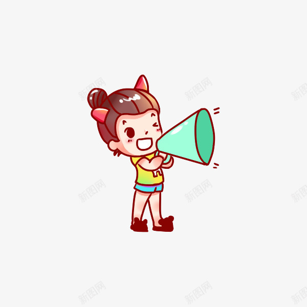 拿着喇叭说话的女孩png免抠素材_88icon https://88icon.com 卡通 可爱 喇叭 喊喇叭的人 大声 女孩 开心 手绘 绿色 说话