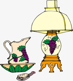 卡通葡萄样式台灯水壶素材