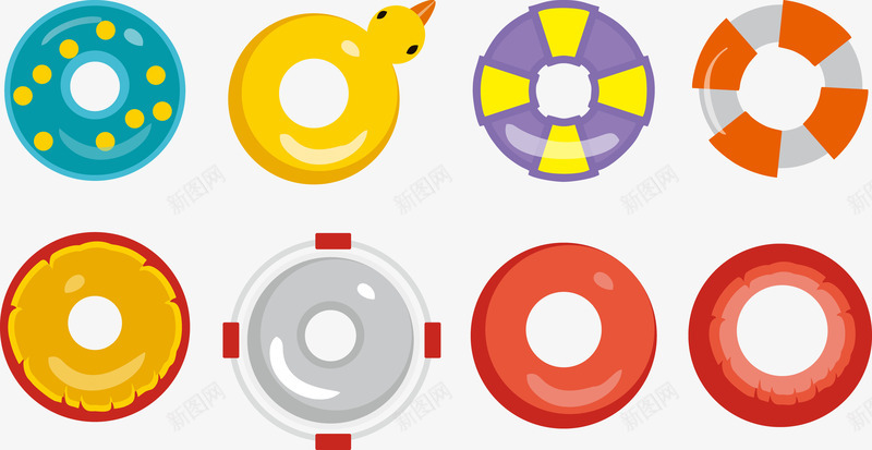 彩绘游泳圈png免抠素材_88icon https://88icon.com 创意 卡通 条纹 游泳圈 白色 红色 鸭子 黄色