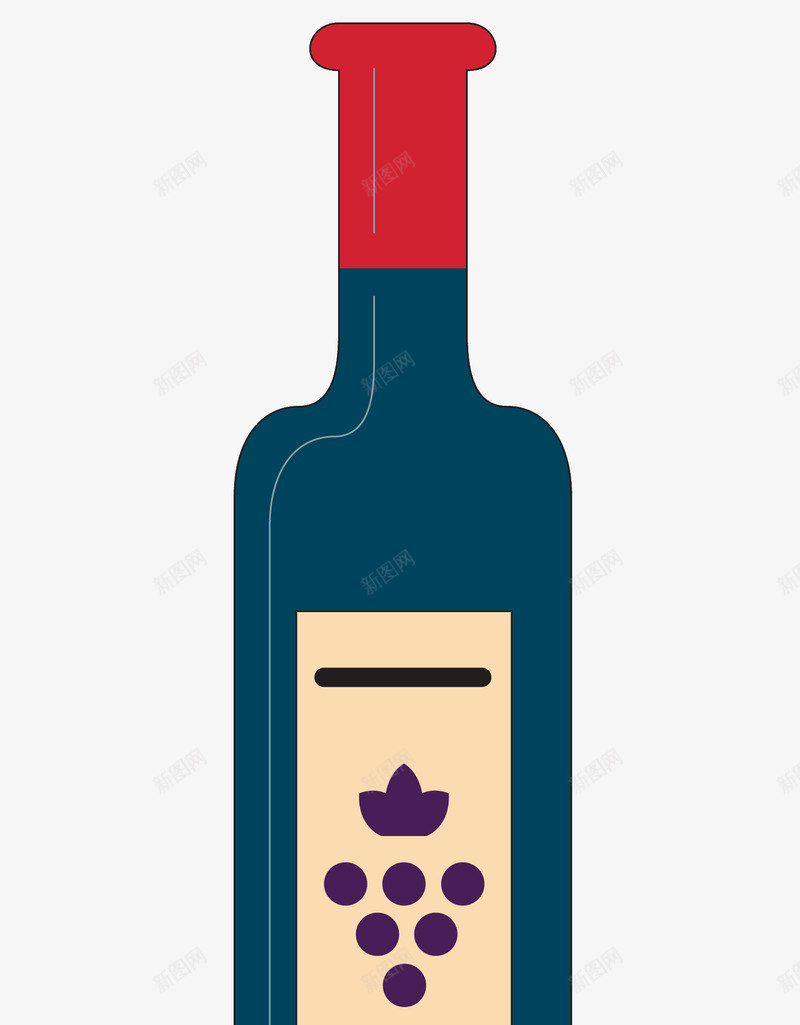 卡通红色葡萄酒一瓶矢量图ai免抠素材_88icon https://88icon.com 卡通 玻璃瓶 红色葡萄酒 蓝色 酒 矢量图