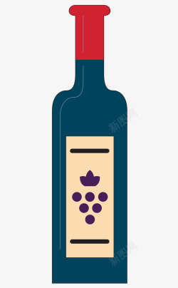 卡通红色葡萄酒一瓶矢量图素材