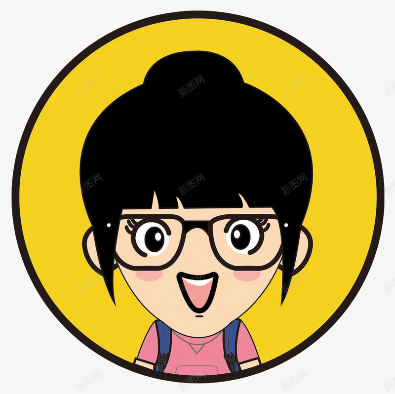 卡通女孩头像png免抠素材_88icon https://88icon.com png图片素材 免费png素材 可爱 头像素材 女生 眼镜